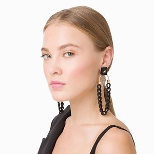 Black Chain Clip On Earrings